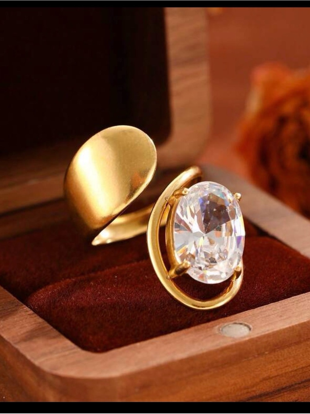 Luxury 18k gold plated with zircon ring